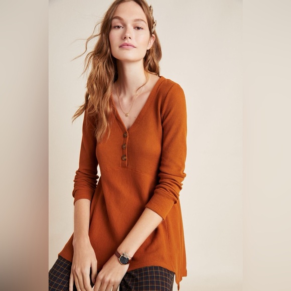 NWT Maeve Eliza Henley Babydoll Tunic Gold Size XS Fits S-M - Picture 2 of 5